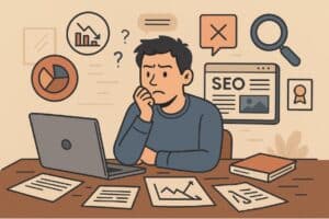 Profesional revisando estrategia digital para evitar errores comunes de SEO en Lima