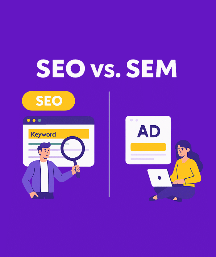 comparacion seo vs sem trafico gratuito largo plazo frente a trafico de pago corto plazo ilustracion creallo