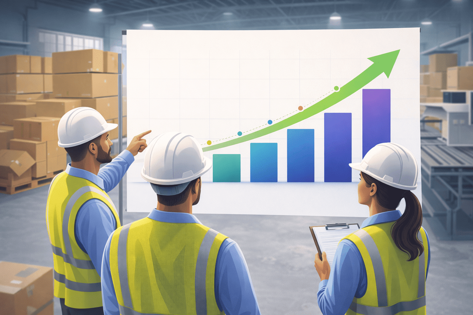 Equipo profesional analizando el crecimiento de una empresa de empaques de cartón mediante estrategia SEO B2B