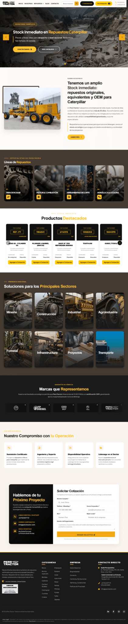 Plataforma optimizada de Perú Tractor tras reestructuración de captación B2B